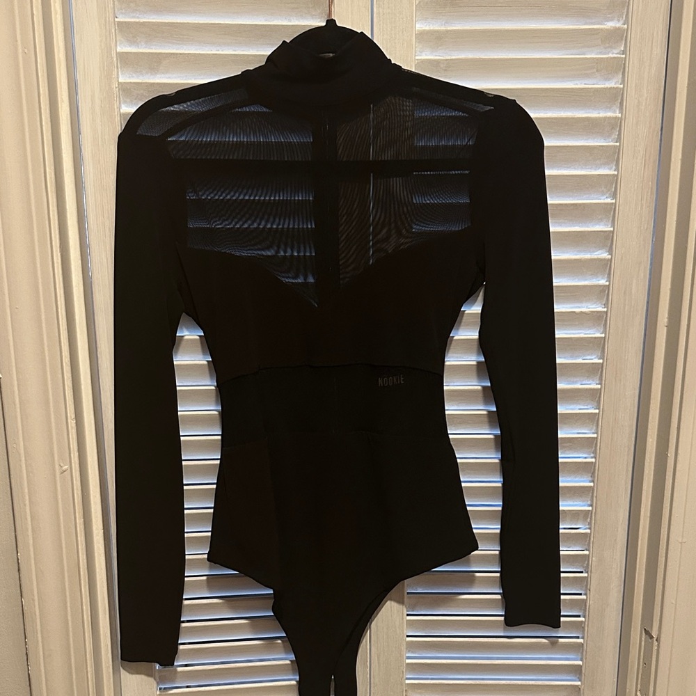 Nookie Black Sheer Panel Bodysuit